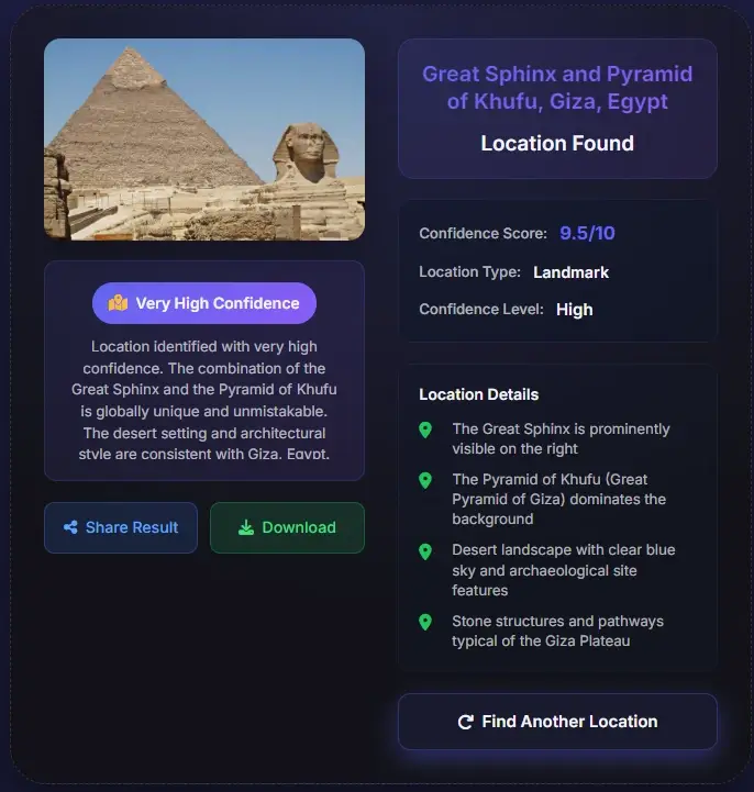 Standortergebnis für die Pyramiden von Gizeh in Ägypten