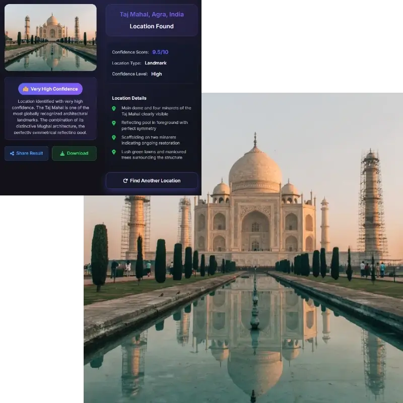 タージマハルアグラインド - 位置検索ツールが歴史的記念碑、文化遺産、建築的重要性について教育
